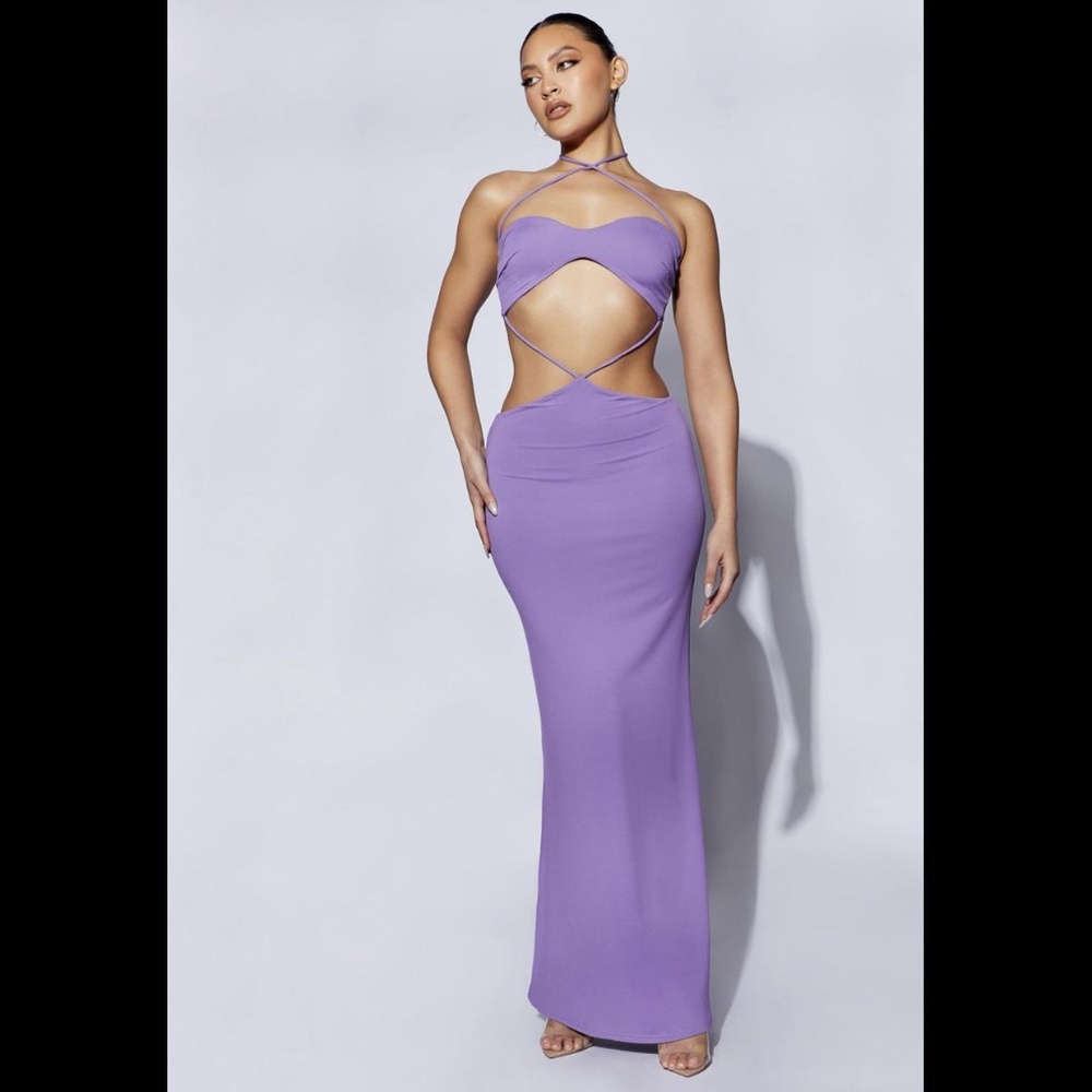 Meshki Jules Triangle cut out maxi dress in purple - XXL